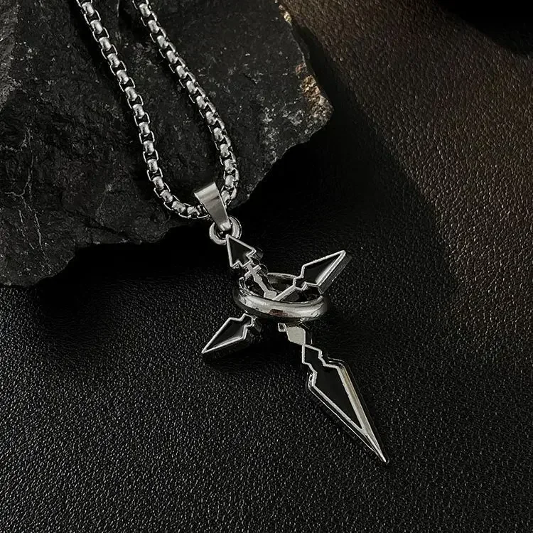 Punk Gothic Men Necklace Vintage Men's Nail Shape Cross Pendants Necklace Jewelry New Design Personality