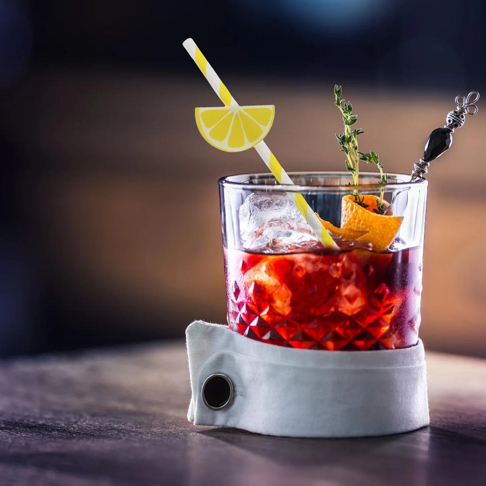 

30pcs Paper Lemon -Friendly Drinking For Party Supplies Smoothie Coffee Tea Cocktails Decorative Straws Kitchen Bar