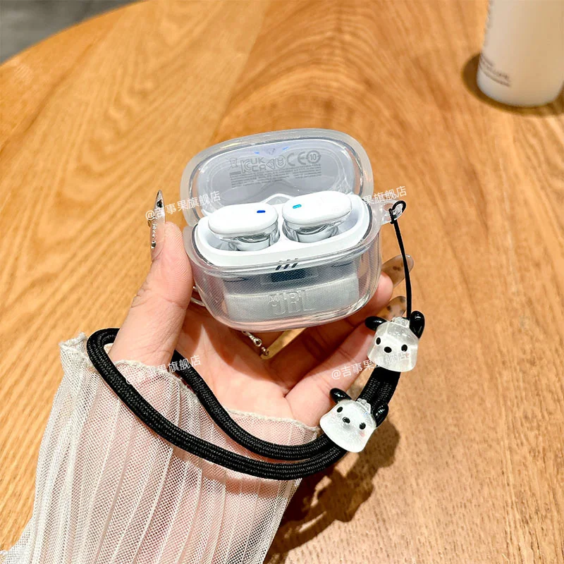 JBL Tune Beam 2 용 투명 TPU 케이스 스트랩이있는 무선 이어 버드 클리어 소프트 슬림 커버 충격 방지 이어폰 액세서리