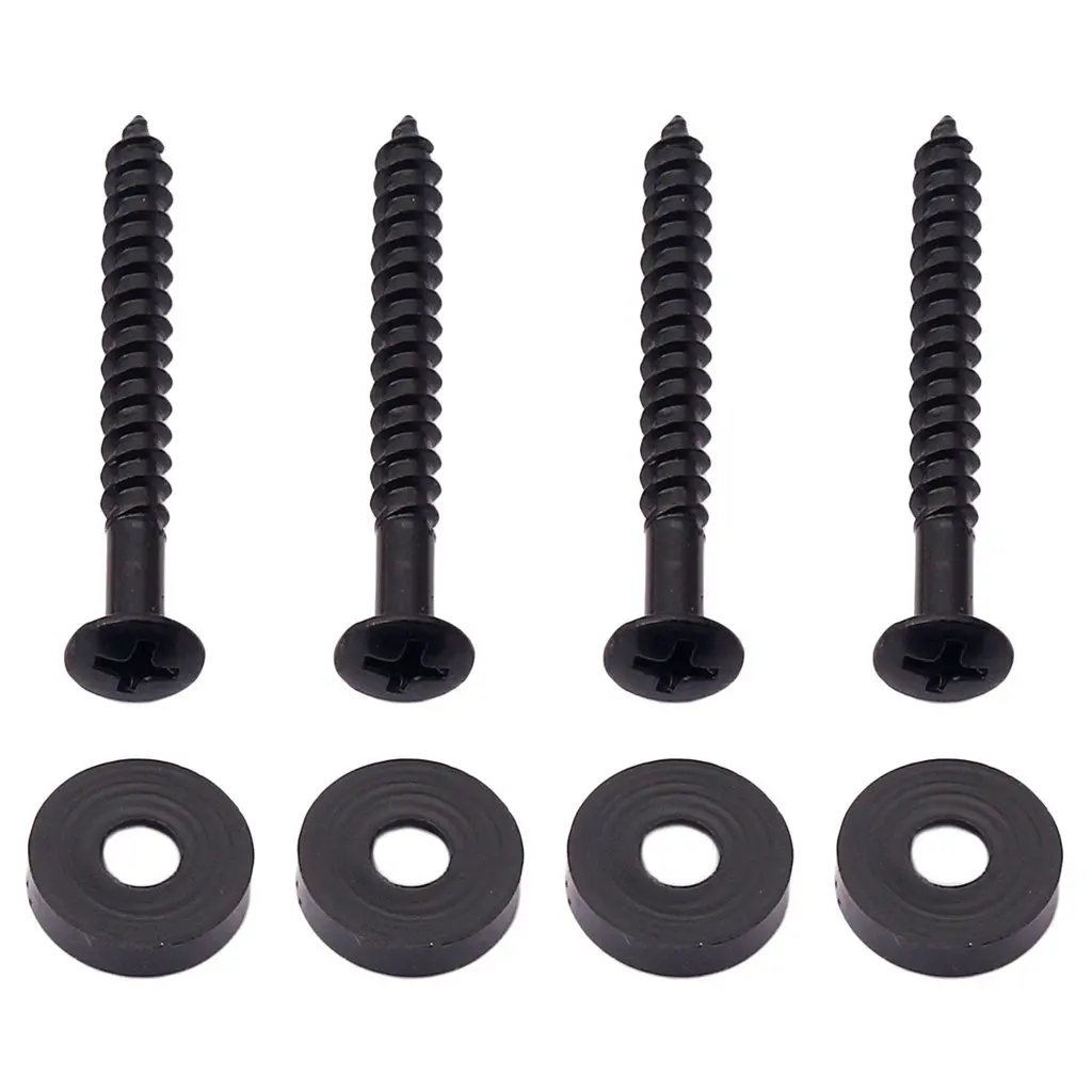 15mm Dia Black Guitar Bass Neck Joint Ferrules/Bushings Complete with Matching Screws Pack of 4