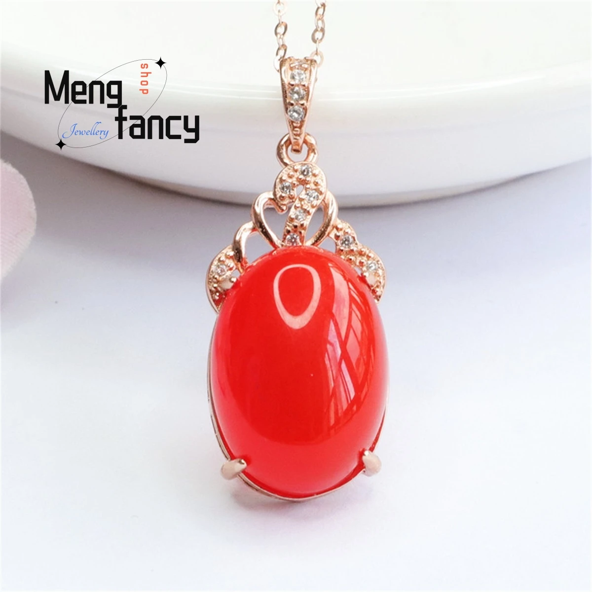 

Natural S925 Silver Inlaid South Red Agate Pigeon Egg Necklace Simple Exquisite Charm Fashion Versatile Elegant Luxury Jewelry