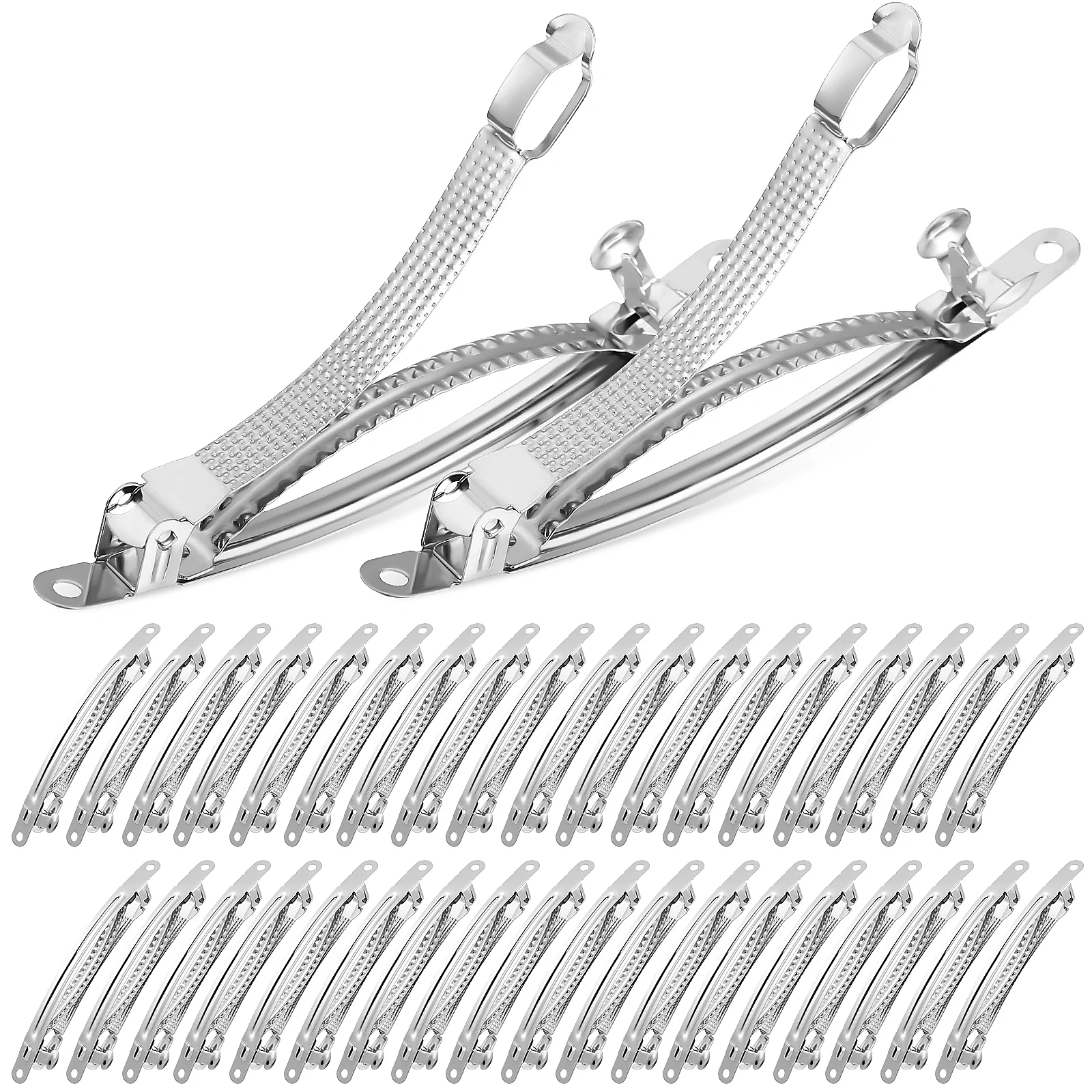 

50 Pcs Spring Clip Jewelry Accessories DIY Hair Clips for Women Silver Hairpin Barrette Craft Projects