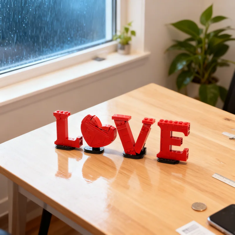 268pcs MOC Art Love Lettering Valentines Day Model Building Blocks Christmas Gift Toy Architecture Education DIY Craft Creative