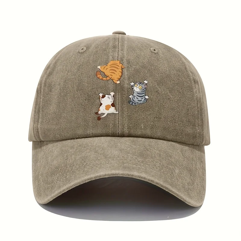 Der süße Stil der Baseballkappe mit drei Katzen bedruckt ist für tägliche Freizeitaktivitäten, Unterhaltung und Reiseausrüstung geeignet