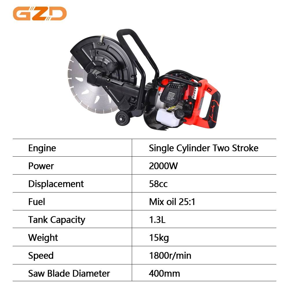 Gasoline 58cc Engine Power 420mm Concrete Cutter Diamond Wall Cutter Saw Blade for Cutting