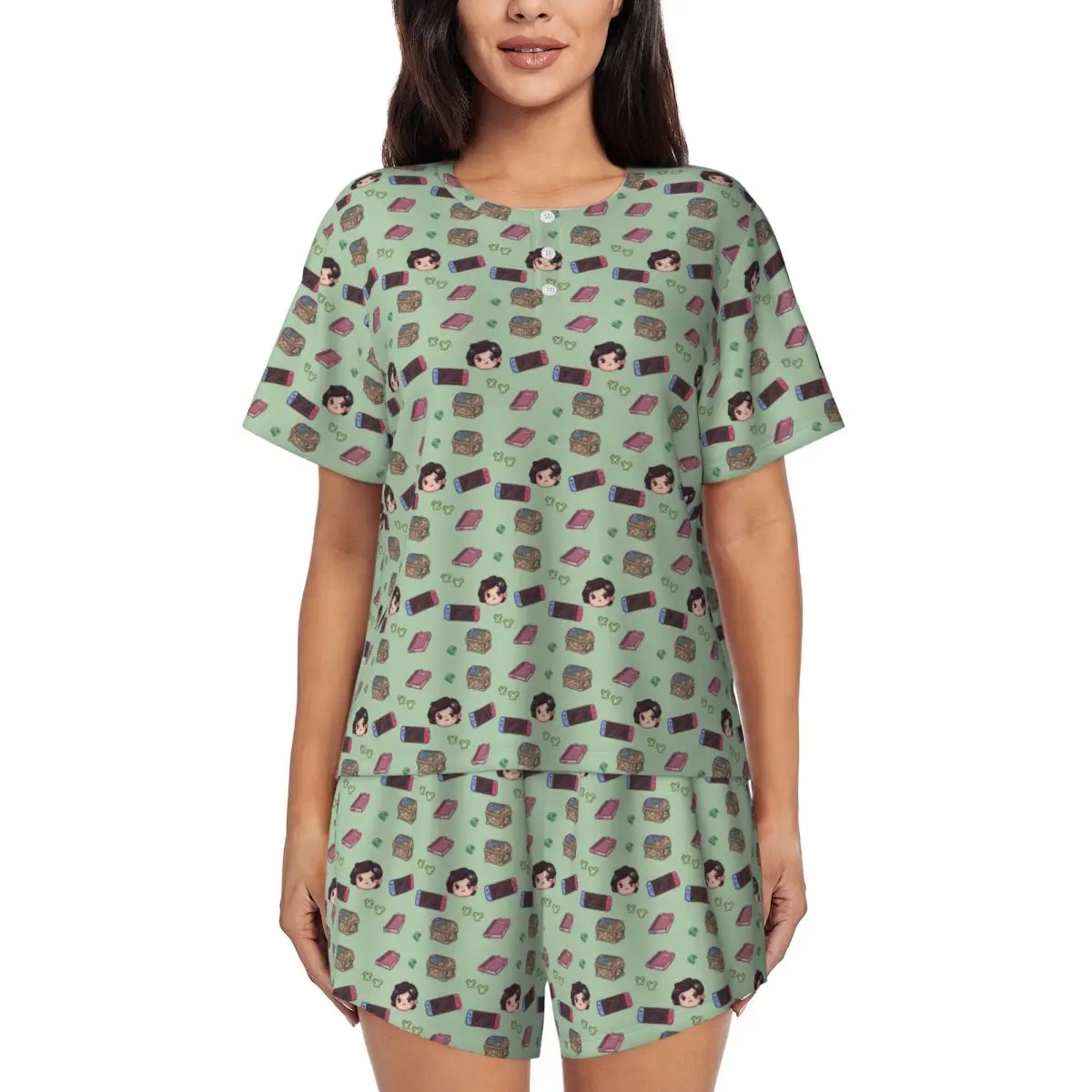 

Amphibia Marcy Round Neck Short Sleeves Nightdress for Sleeping Sleepshirts Women Soft Pajama Set Short Pants
