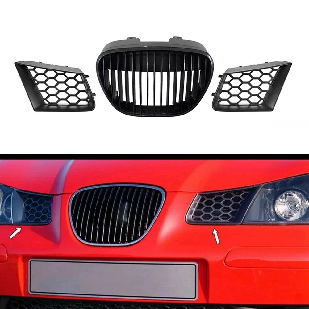 

For 2002-2009 Car Grill For Seat Car Modification Black Badgeless Grill For Car Perfect Match Plastic Material