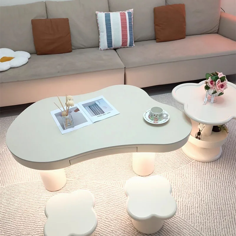 Minimalist Cute Coffee Table Aesthetic Simple Modern Decoration Living Room Side Table Clear Transform Meubles Home Furniture