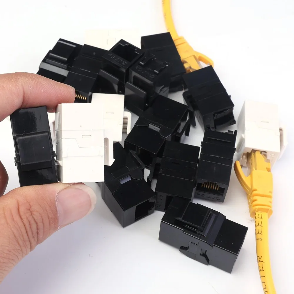 1-10pcs RJ45 Straight-Through CAT5e Network Connector Dust-proof Door&Curved Style Cat5e Adpeter Ethernet Connector Jack Coupler