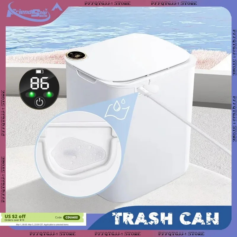 

18L Smart Sensor Trash Bin Automatic Wastebin with Display Type-C Recharging Smart Sensing Trash Can Kitchen Toilet Wastebasket