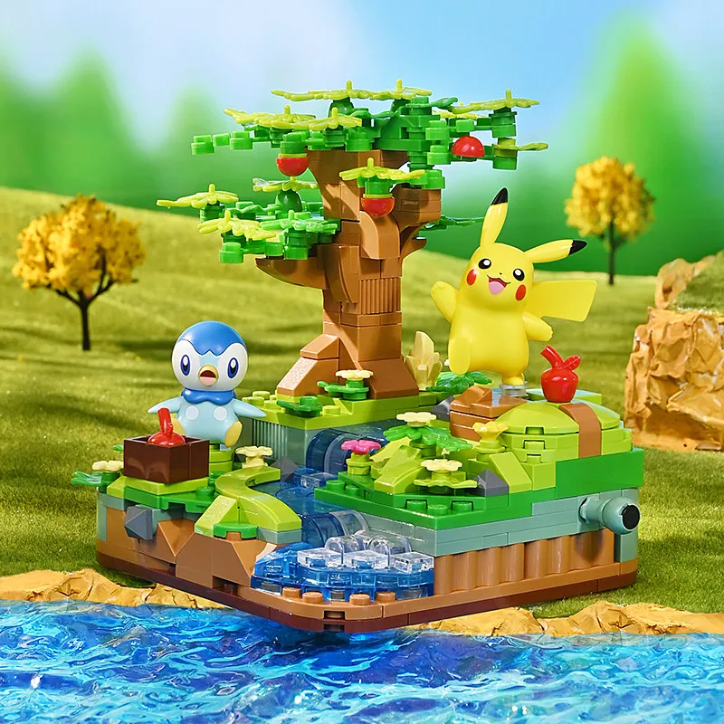 Keeppley Pokémon Buddy Series Building Blocks Seaside Party Assembly Model Pikachu Eevee Psyduck Snorlax Ornment Toys Gifts