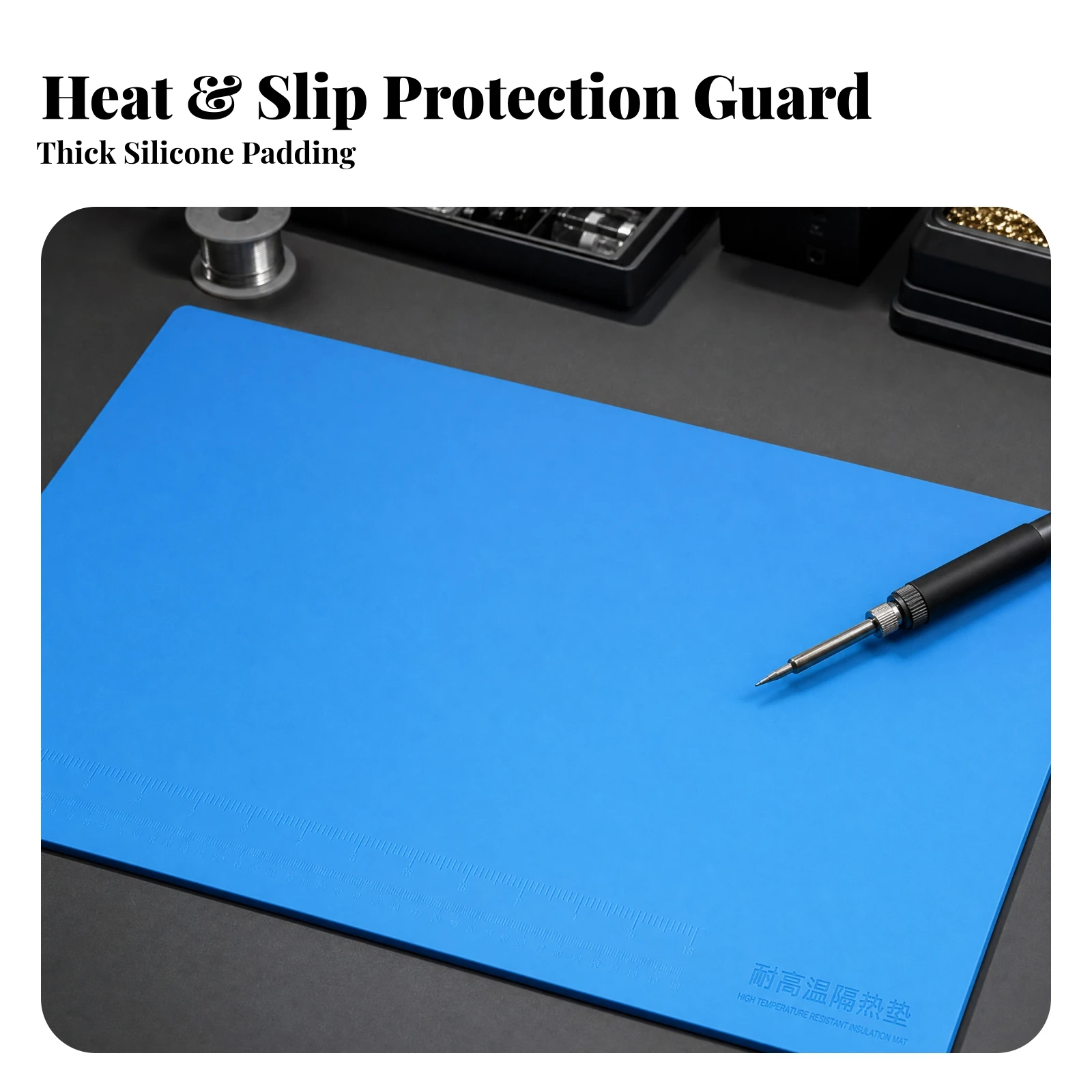 Silicone Work Mat Rollable Silicone Soldering Mat Foldable Large Size for Hobbyists, Workbench, Compact Workbenches