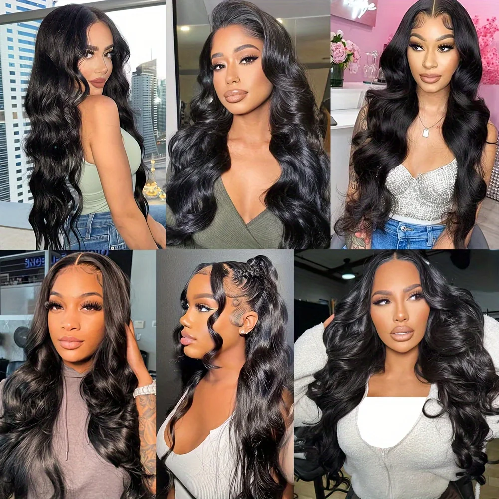 Body Wave Glueless Wigs Human Hair Pre Plucked Pre Cut 250% Density Drawstring Wig Human Hair Body Wave HD Lace Front Wigs Human Hair for Black Women Wear and Go Glueless Wig Natural Color image 8
