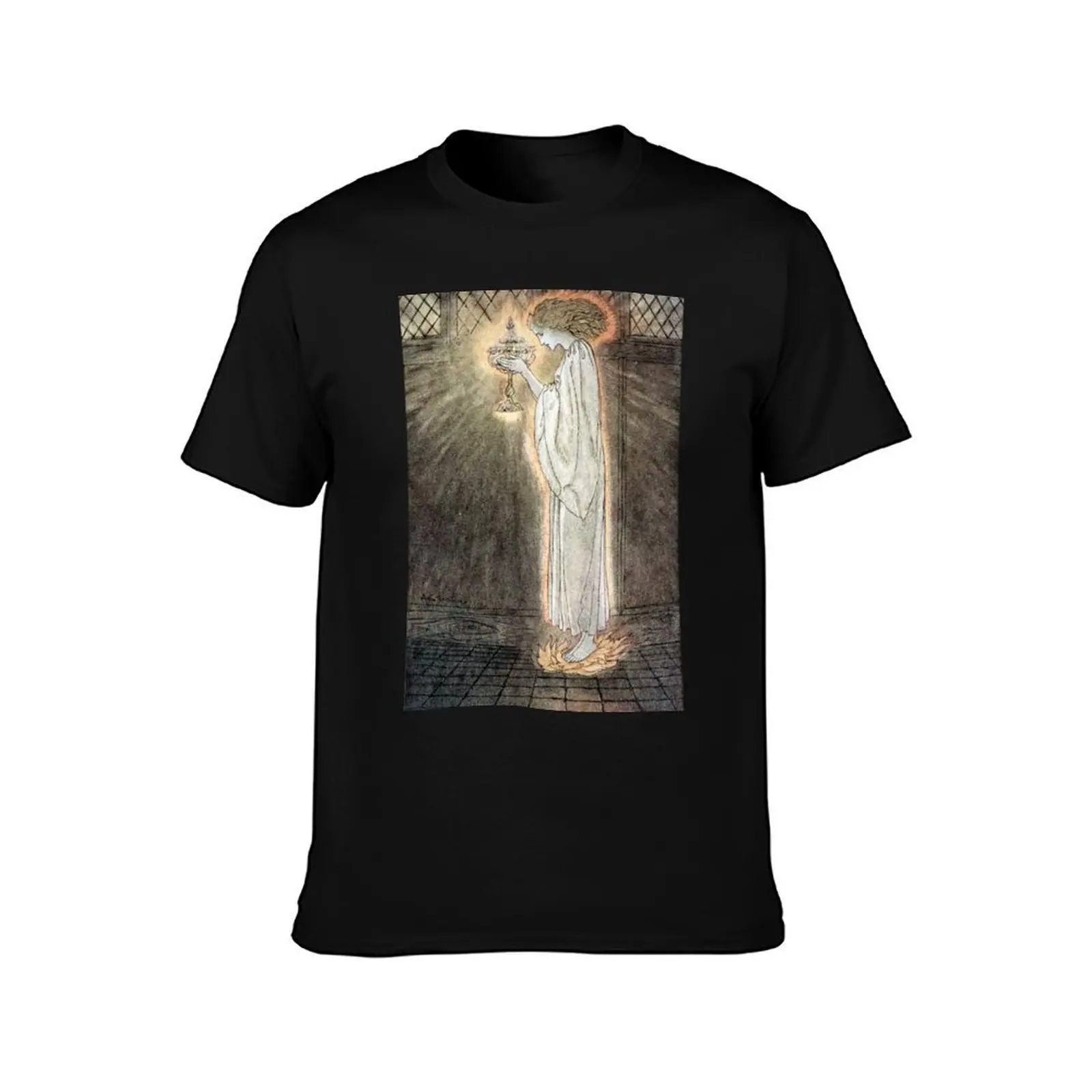 The Quest of the Grail - Arthur Rackham T-Shirt, Summer Casual Cotton Tee, Oversized Streetwear Tops, Vintage Graphic Print