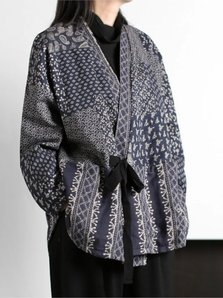 Chaqueta acolchada de otoño de gran tamaño para mujer, chaquetas con estampado a rayas a la moda para mujer, abrigos informales sueltos para mujer