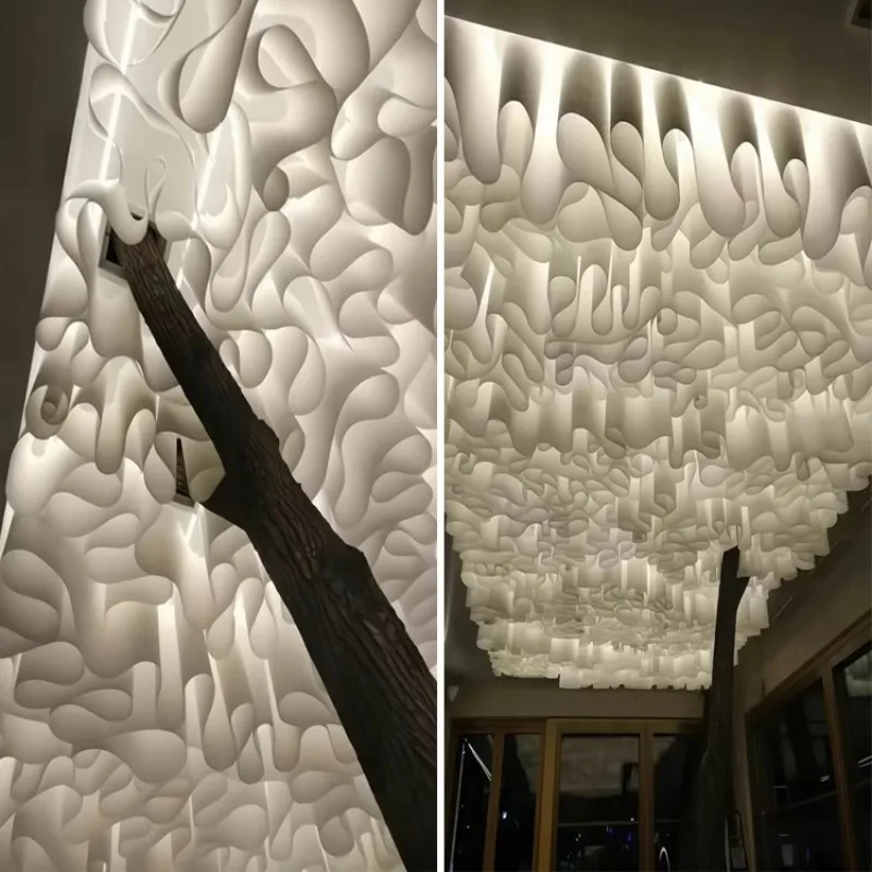 

Unique Creative White Paper Fabric DIY Wave Shaped Design Background Cloth Shop Exhibition Ceiling Decor Designer Materials