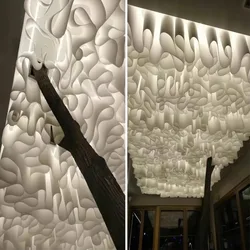 Unique Creative White Paper Fabric DIY Wave Shaped Design Background Cloth Shop Exhibition Ceiling Decor Designer Materials