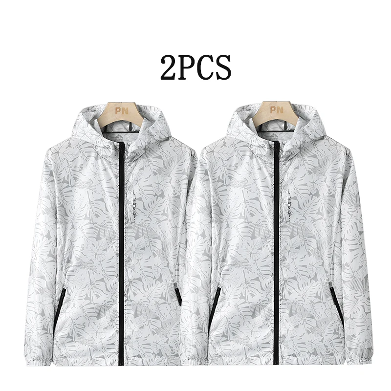 

Fashion - Forward 2 - Piece Men's Windbreakers Lightweight Fabric All - Over Leaf Pattern Perfect for Active Lifestyles