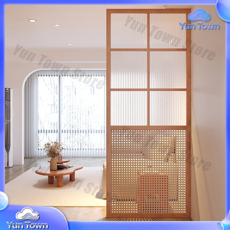 Modern simple Japanese glass screen solid wood entrance partition living room home furniture