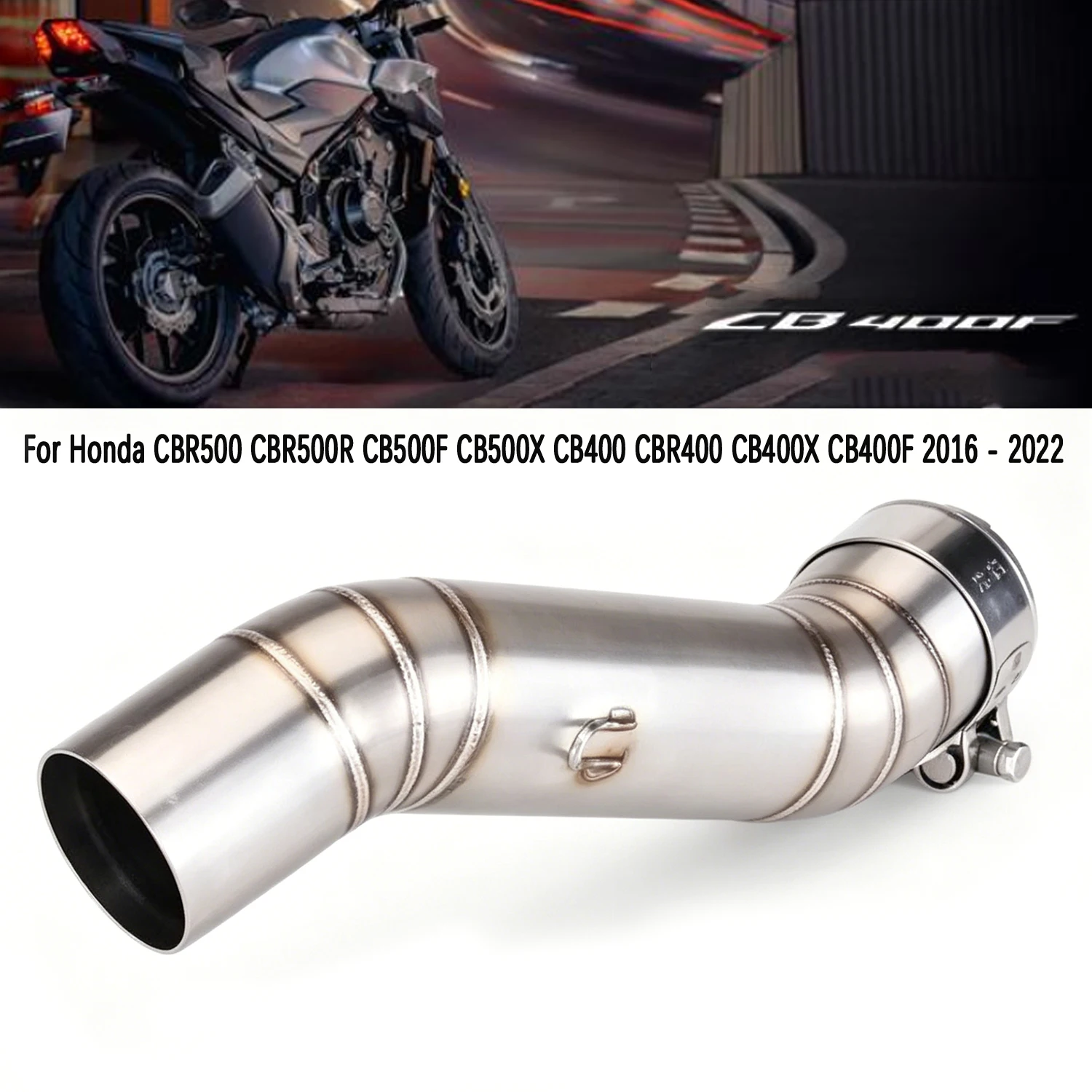 Escapamento de Moto para Honda CBR500 CBR500R CB500F CB500X CB400 CBR400 CB400X CB400F 2016-2022 - Tubo de Escape Modificado