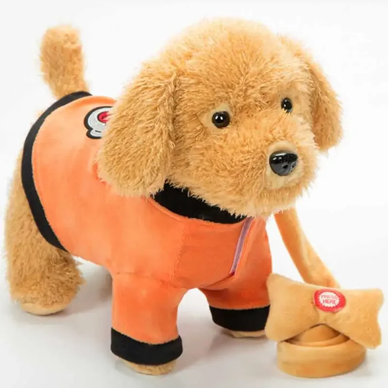 Juguete electrónico de peluche para perros, Control de sonido, cachorro interactivo, Robot parlante, Animal, canción eléctrica, música, peluche, regalo para niños