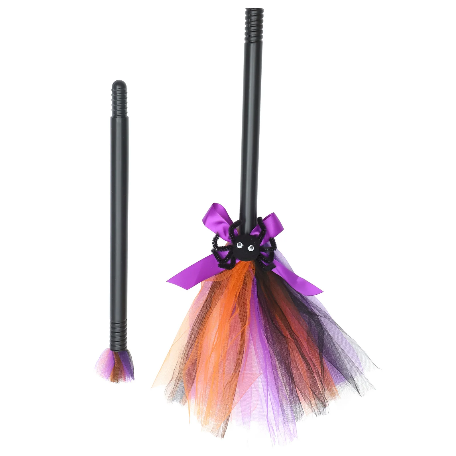 Witch Broom Cosplay Halloween Party Plastic Witch Broom Prop Detachable Design for Women Girls Costume Accessories