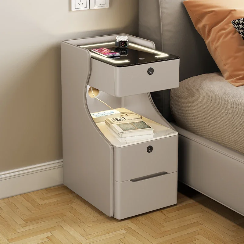 2024年新型隙間ベッドサイドテーブル クリーム色風 ミニ小型無垢材30cm 家庭用寝室ベッドサイドテーブル 超狭型