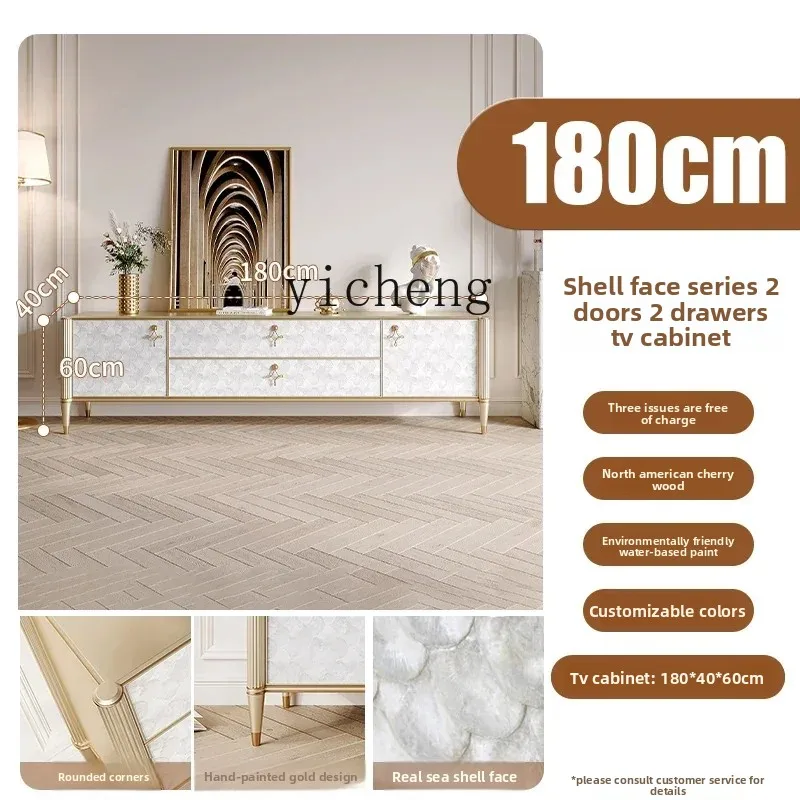 FY5 Solid Wood Shell TV Cabinet Floor-standing TV Cabinet with Drawers