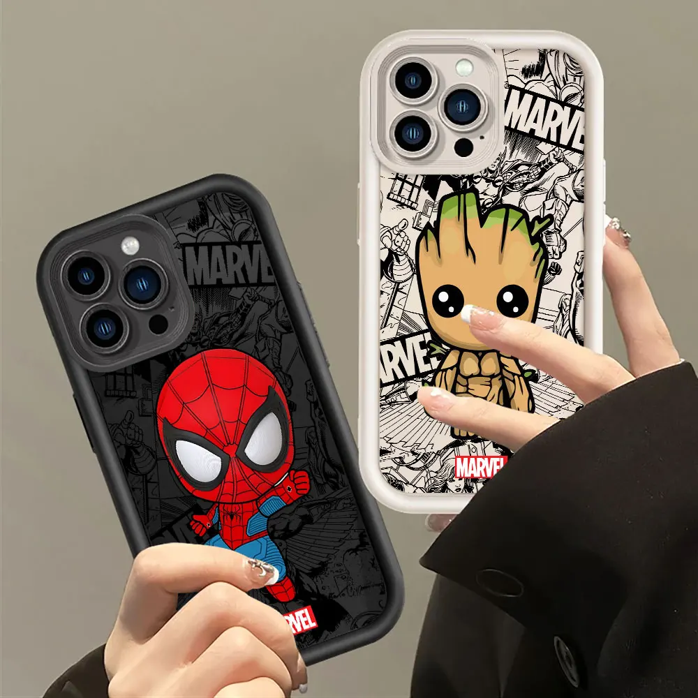 Marvels Spiders Man Groots Phone Case for Samsung S25 S24 S23 S22 S21 S20 Note 20 FE Plus Ultra 4G 5G Soft Silicone TPU Cover