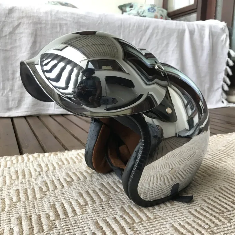 プロモトクロスレーシングヘルメット-シルバークロームミラー-カスコ-オフロードバイク用ヘッドギア-レーシング用保護具