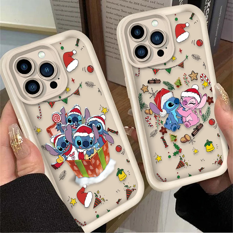 Disney Christmas Angel Stitch Case For iPhone 16 15 14 13 12 11 Pro Max X XS X S Max XR SE 2020 7 8 Plus iphone16 Silicone Cover