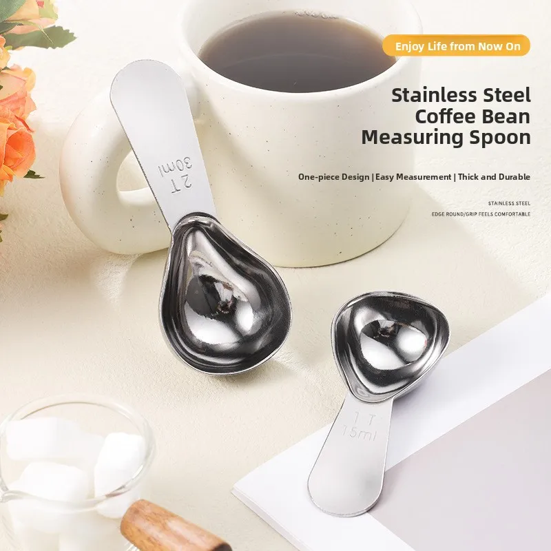 Stainless Steel Coffee Bean Spoon with Scale Measurement Spoon Milk Powder Spoon Seasoning Spoon Tea Leaf Spoon Home Use
