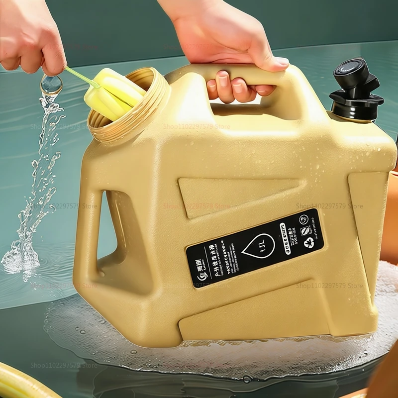 دلو مياه خارجي من البولي ايثيلين للتخييم والسفر، حاوية مياه شرب محمولة لتخزين مياه الشرب، مثبتة على السيارة، 128 أونصة