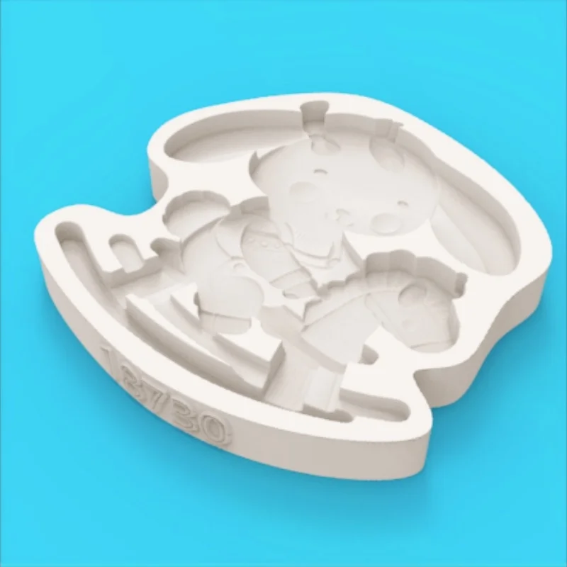 Silicone Mold with Cheerful Rabbit Design for Riding Wooden Horse and Rocking Car, Animal-Themed Birthday Cake Chocolate Fondant Decoration Making Mold view 4