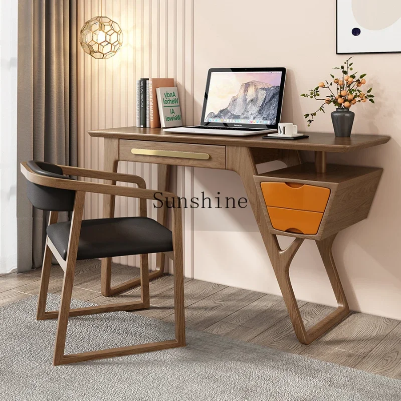 

New Chinese-style simple study solid wood desk home bedroom work against the wall computer desk