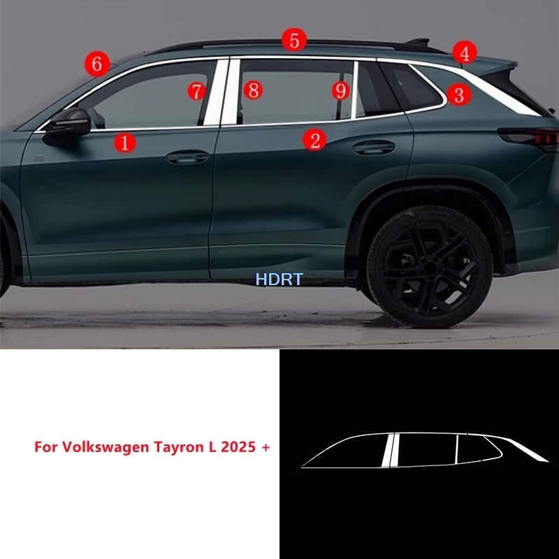 

Car Styling Door Window Side Glass Trim Center Pillar Cover Protector Decoration Accessories Fit For Volkswagen Tayron L 2025 +