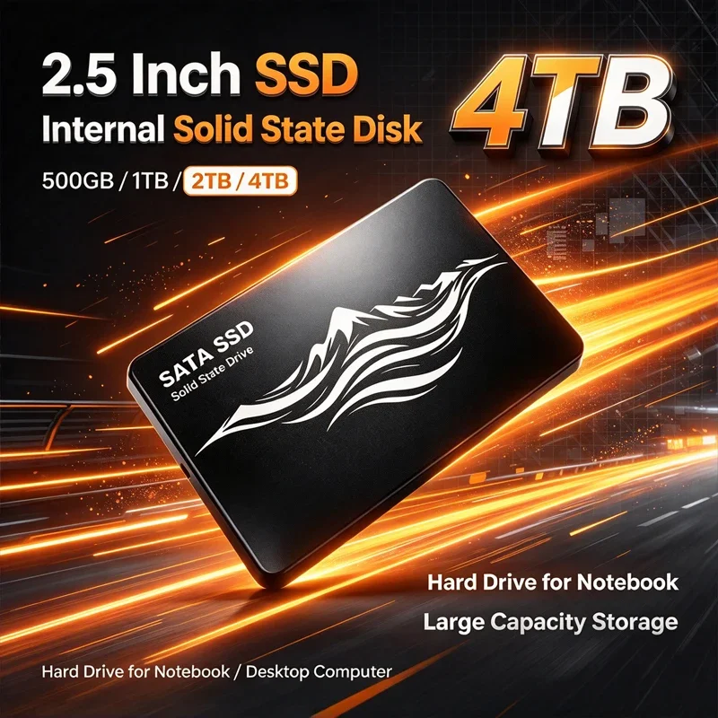 SSD interno de 2,5 polegadas, disco de estado sólido de baixo consumo de energia, disco rígido de 500 GB, 1 TB, 2 TB, 4 TB, compatível com computadores portáteis e de mesa.