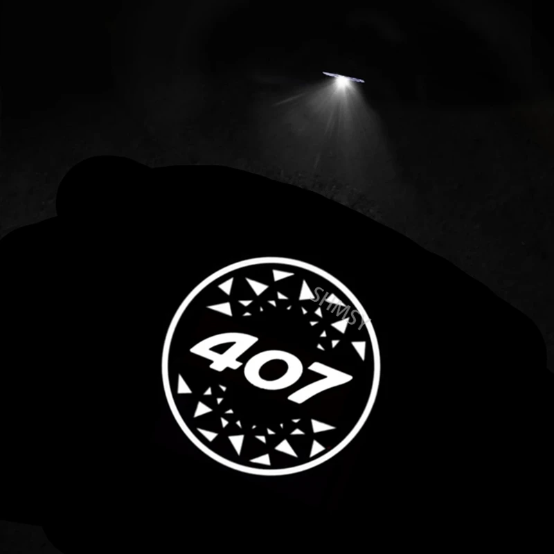 2Pcs LED Car Door Ghost Shadow Courtesy Lights For Peugeot 407 Badge 2008 2009 2010 Projector Emblem Accessories