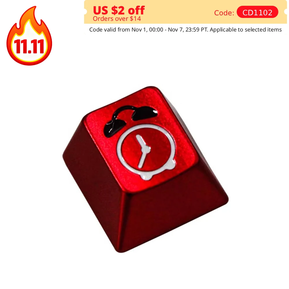 ESC Metal Keyaps Alarm Clock Design Cherry Profile R4 Backlit Aluminum Alloy CNC Mechanical Keyboard Personalized Alphabet Caps