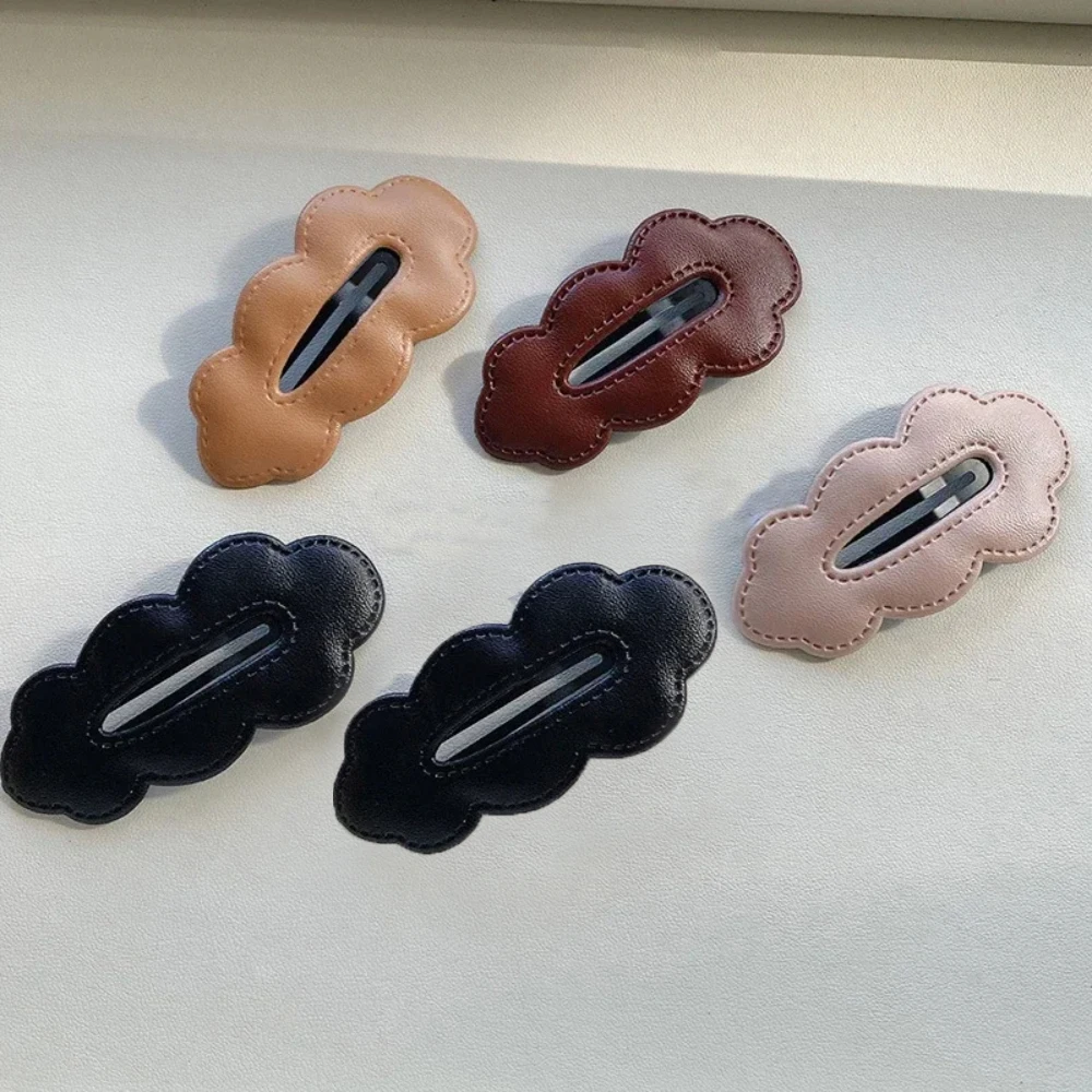 2pc Wholesale Retro Cute PU Korean Hair Side Clips BB Hairpin for Women Girls Child Headband Hair Accessories Headwear Ornament