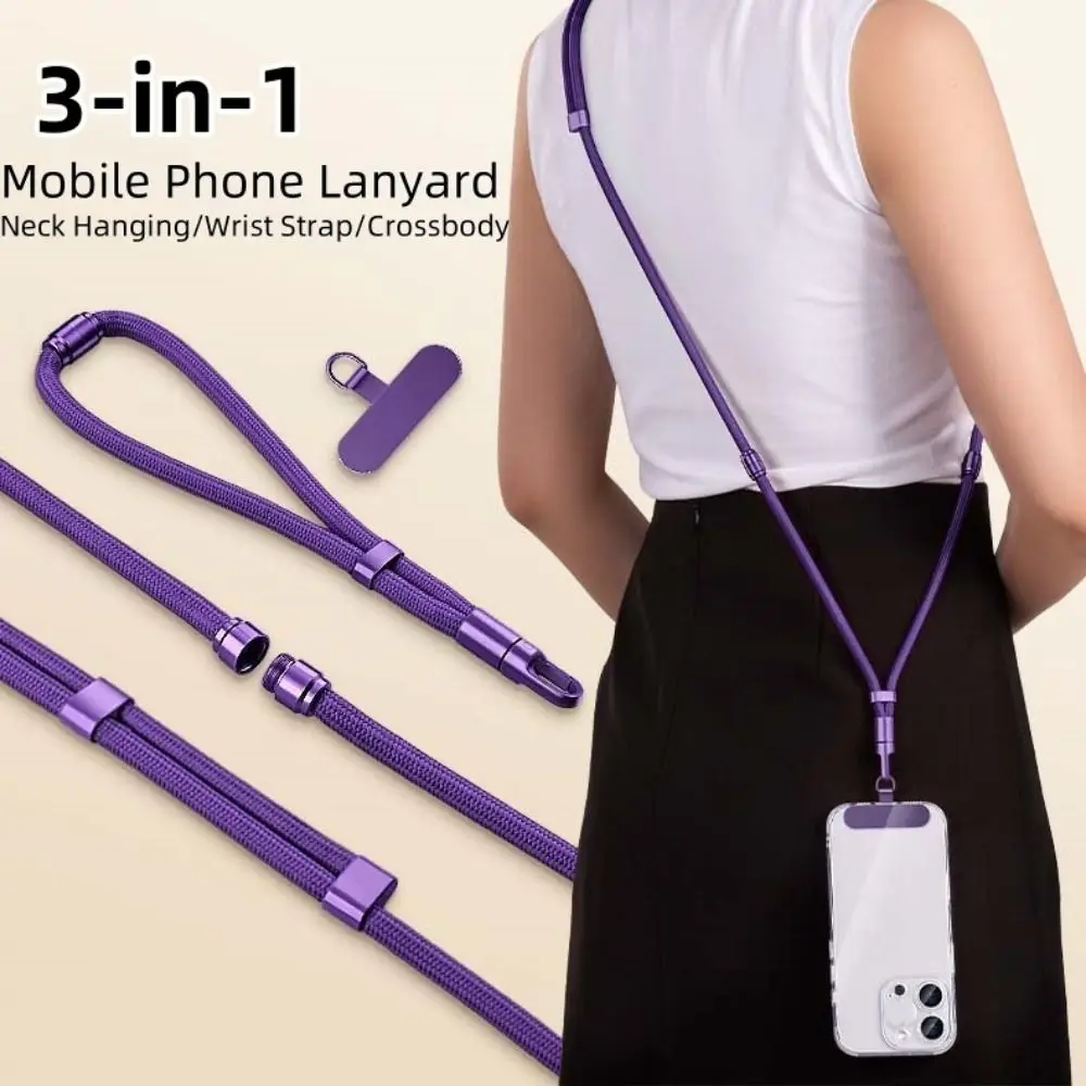 

Switchable Mobile Phone Lanyard Adjustable Length Wrist Strap Crossbody Phone Strap Neck Hanging Anti-Lost 3-in-1 Phone Chain