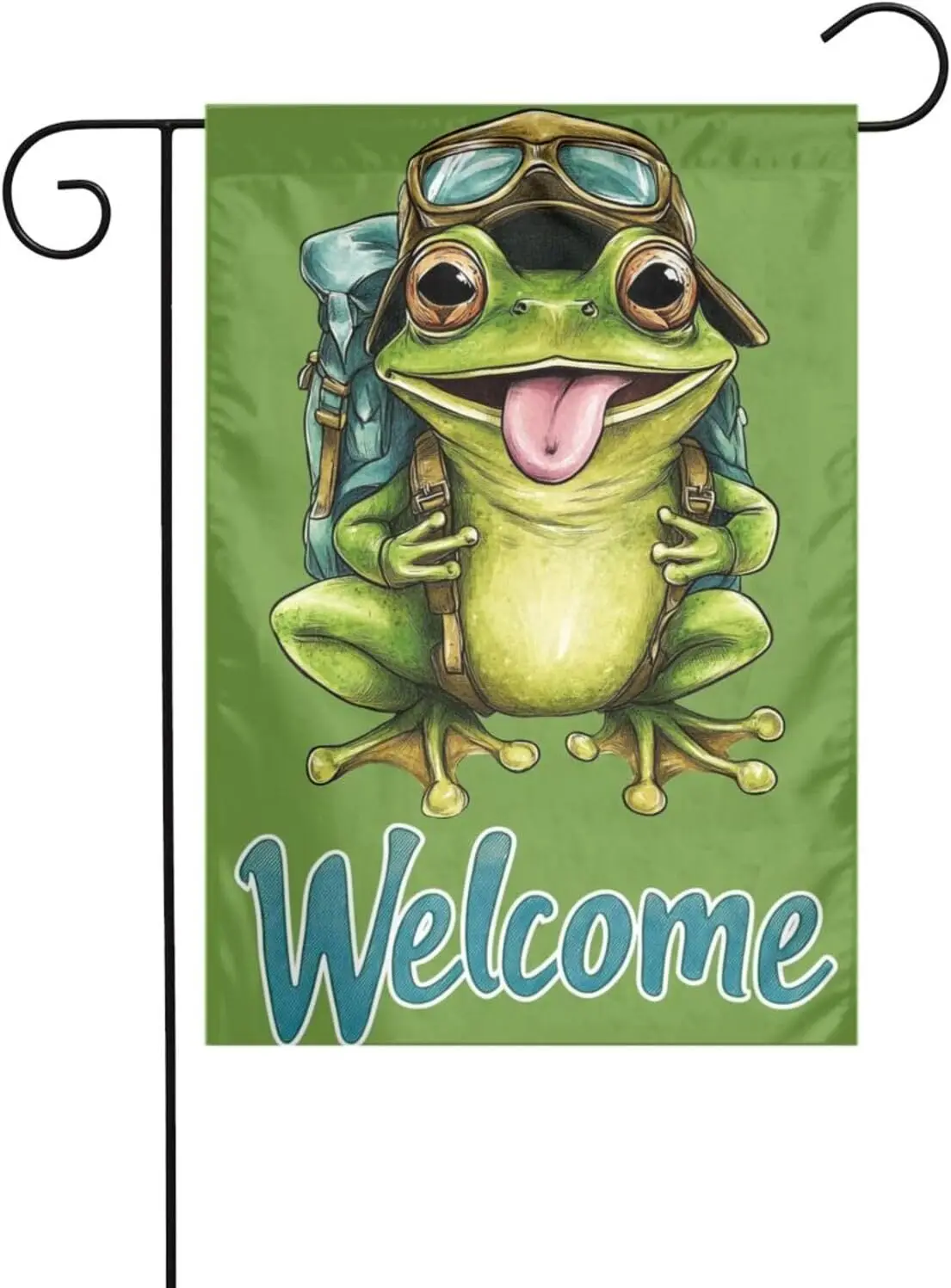 Cute Frog Carrying Backpack Garden Flag 12x18 Vertical Double Sided Farmhouse Holiday Outside Decorations Yard Flag LLO LLX uui