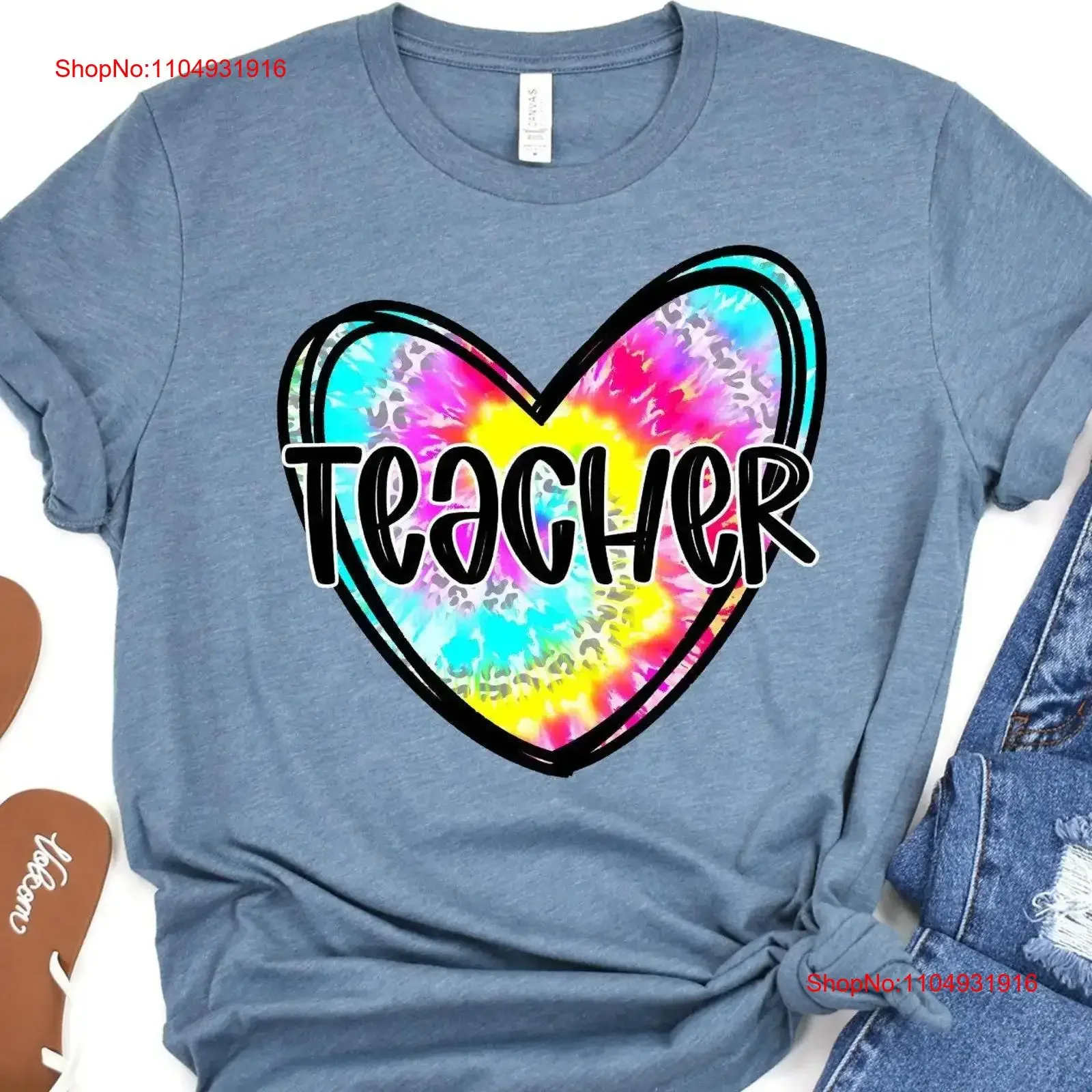 

Colorful Teacher HearT T Shirt Kindergarten Field Trip for Teachers Back to School vintage Washed Breathable Soft Stylish