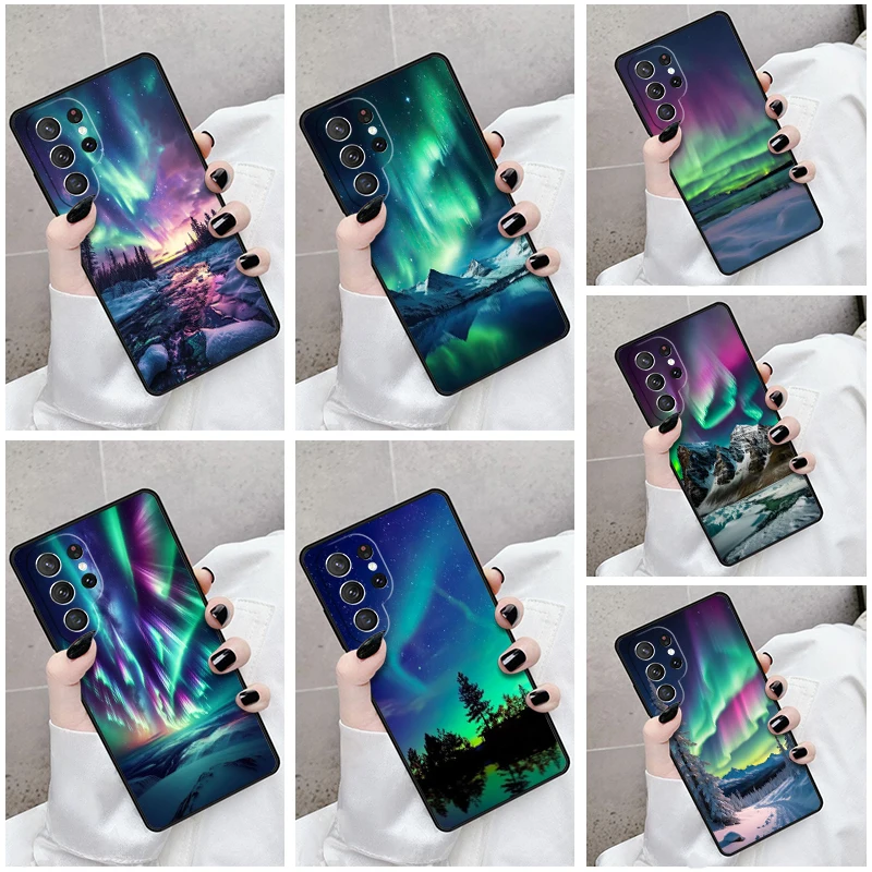 Phone Case For Samsung Galaxy S24 S23 S21fe S22 Ultra Plus Note 10 20 S8 S9 S10 Cover Northern Lights