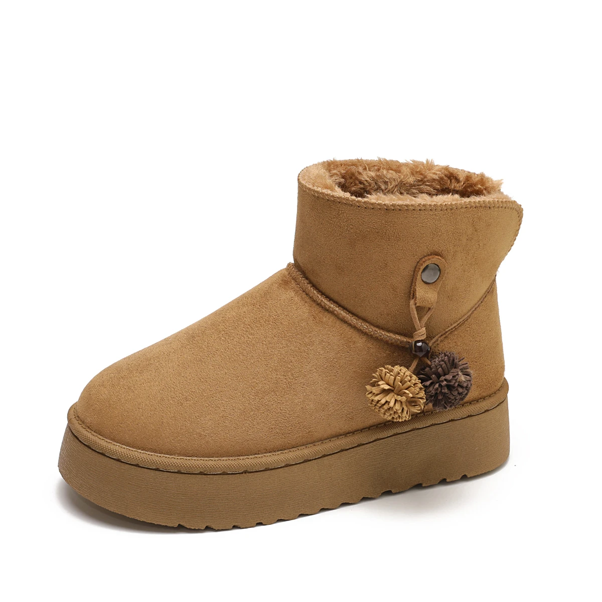 2026 New Winter Simple Style Thick Soled Comfortabie Snow Boots Fleece Lined Warm Retro Style Solid Casual Boots for Women 36-41