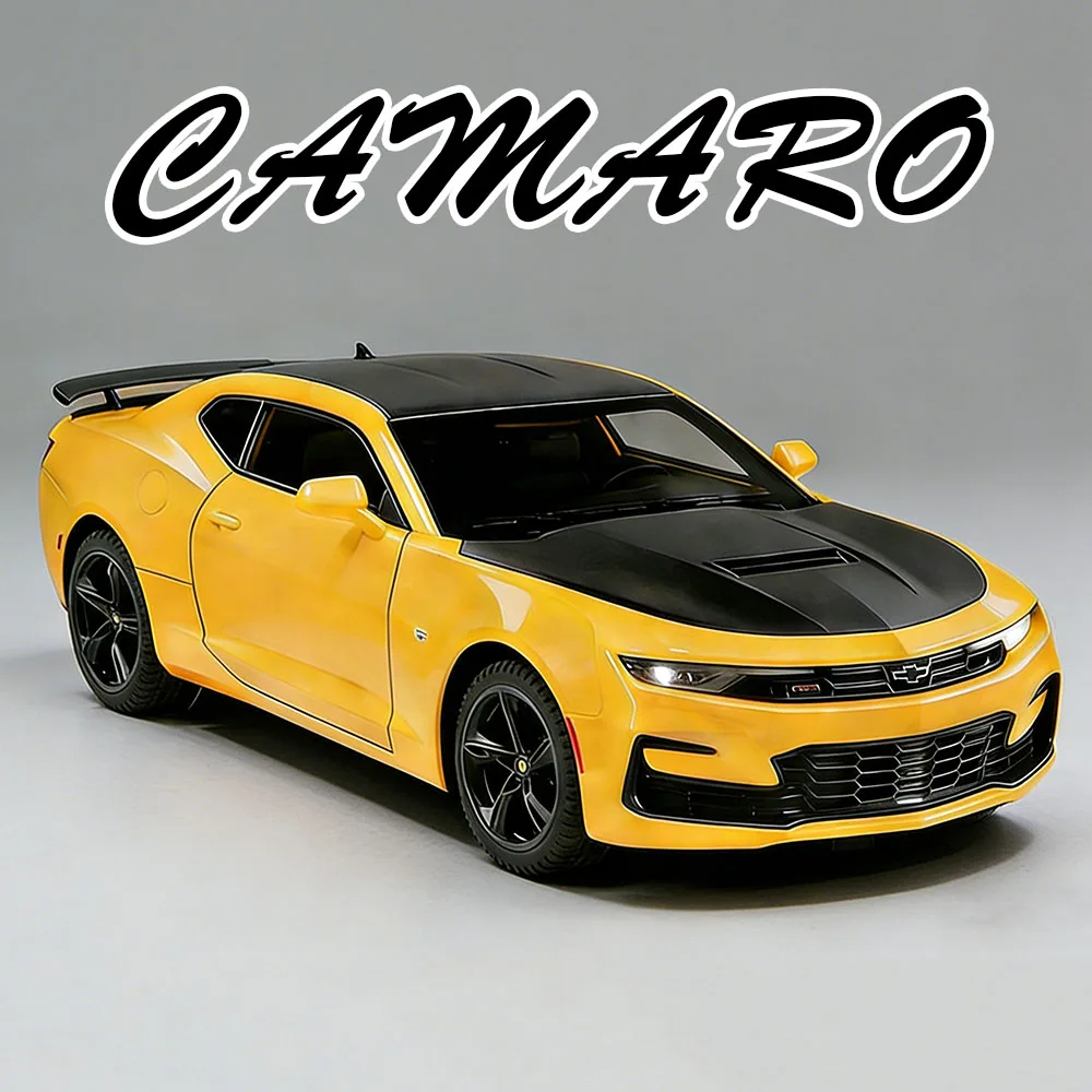 

Модель спортивного автомобиля Camaro Revuelto 1:24 из литого сплава, открывающиеся двери, со звуком и светом, инерционный механизм, коллекционный сувенир
