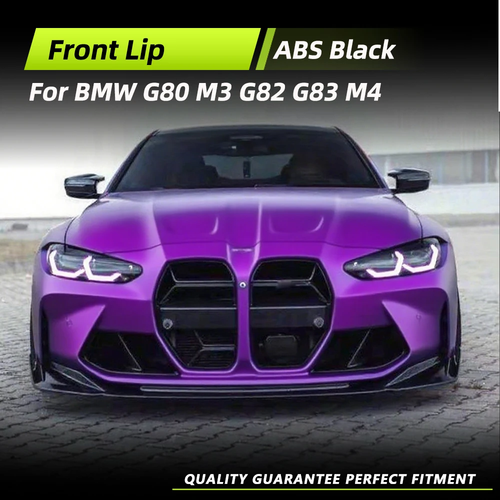 

Car Front Lip Bumper Spoiler For BMW 3 4 Series G80 M3 G82 G83 M4 2021-2023 ABS Black Car Front Chin Protector Guard Body Kits