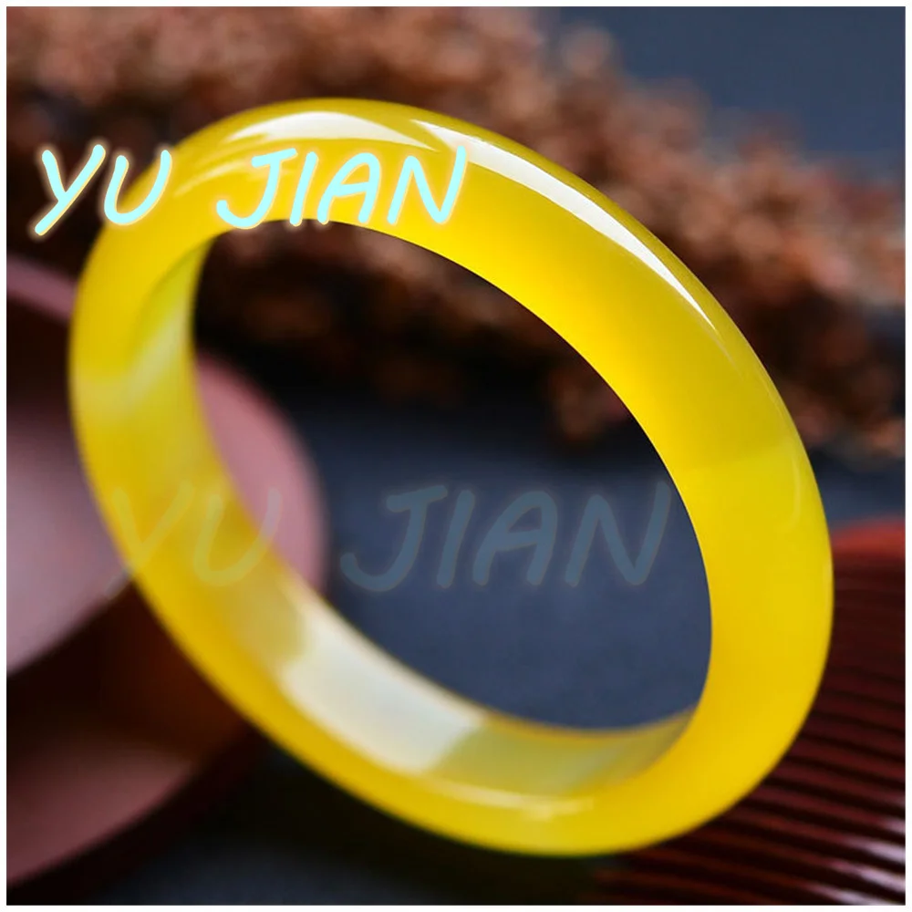 New Natural Perfect Ice Transparent Yellow Chalcedony Bracelet Jade Agate Ice-Seed Type BANGLES Handring Fashion Jewelry