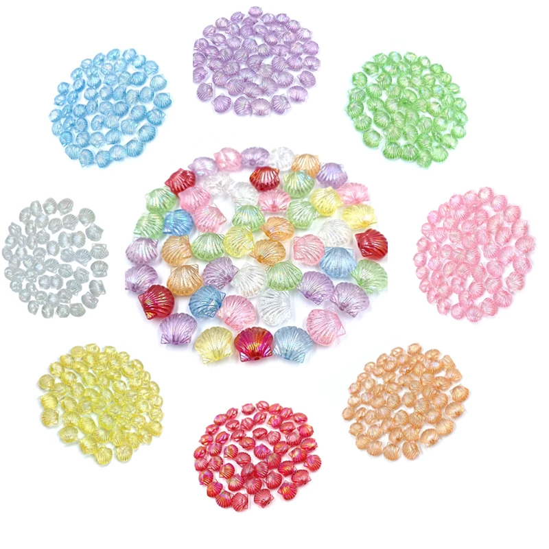 20Pcs/lot 11mm*13mm Acrylic Transparent AB Color Shell Beads DIY Necklace Keychain Pendant Handmade Jewelry Accessories