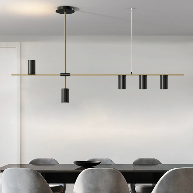 Nordic Restaurant LED Chandelier Gold or Black Interior Gloss Kitchen Bar Lighting Designer Simple Modern Novel OfficeChandelier